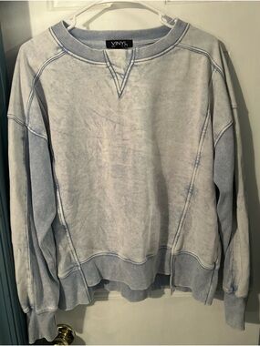 VINYL Light Blue Washed Crewneck Sweater - Women's